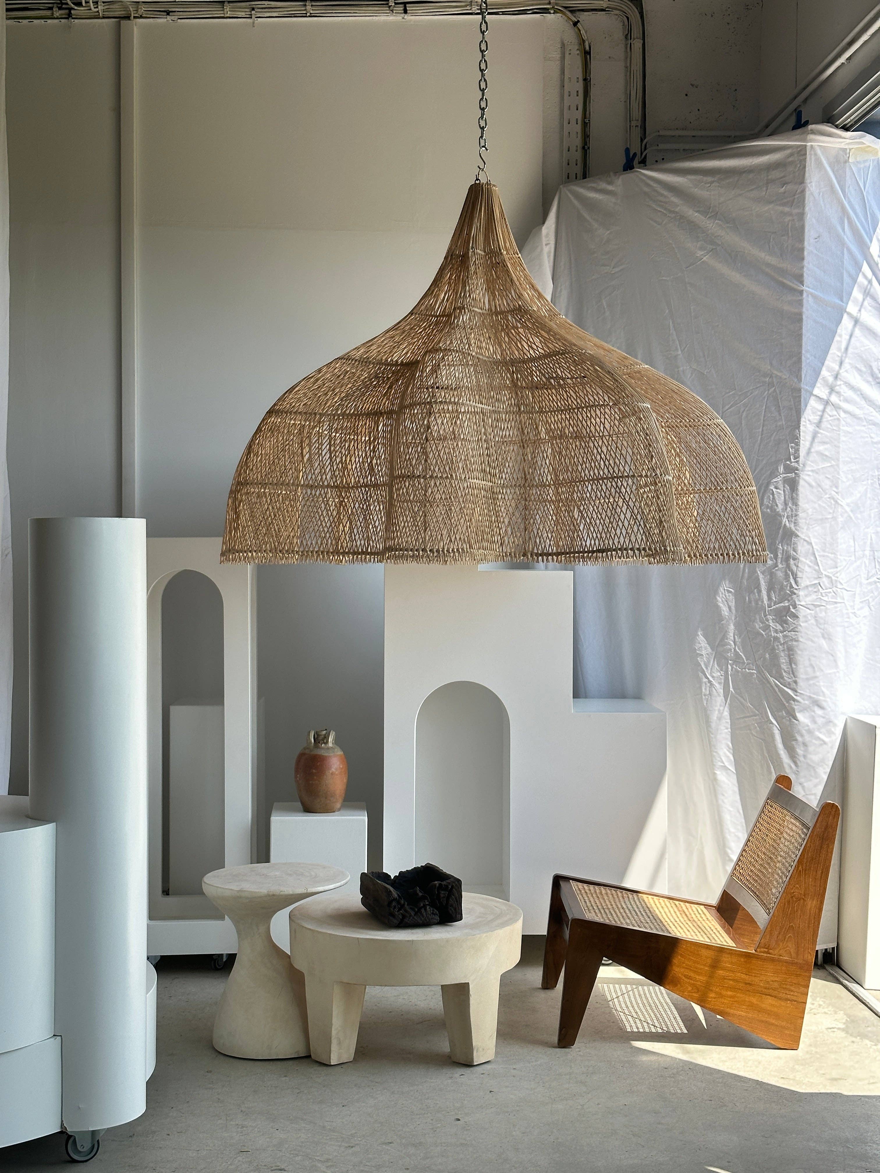 Office Objets - Wholesale Chandelier/Hanging Light - Immense rattan suspension in the shape of a flower, tulip, corolla H:1m; D:1m5080