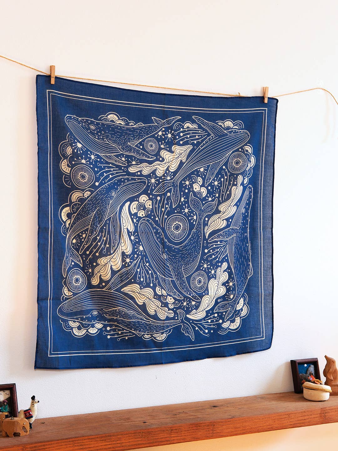 sol&mar art co. - Wholesale Bandana - Unisex - Whale, and the Ocean Bandana Scarf (Navy)9