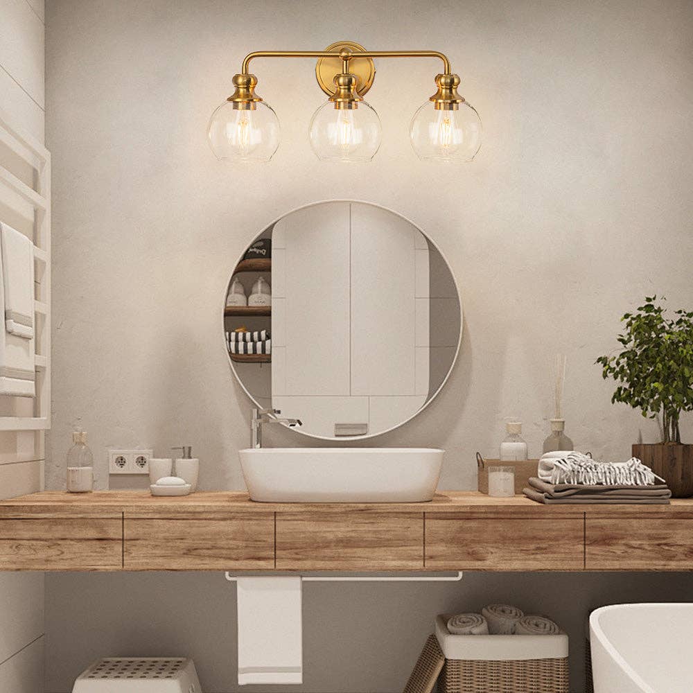 Brio Lighting - Vente Lustre/Suspension - Lampe de vanité moderne à 3 lumières Irvine Gold1