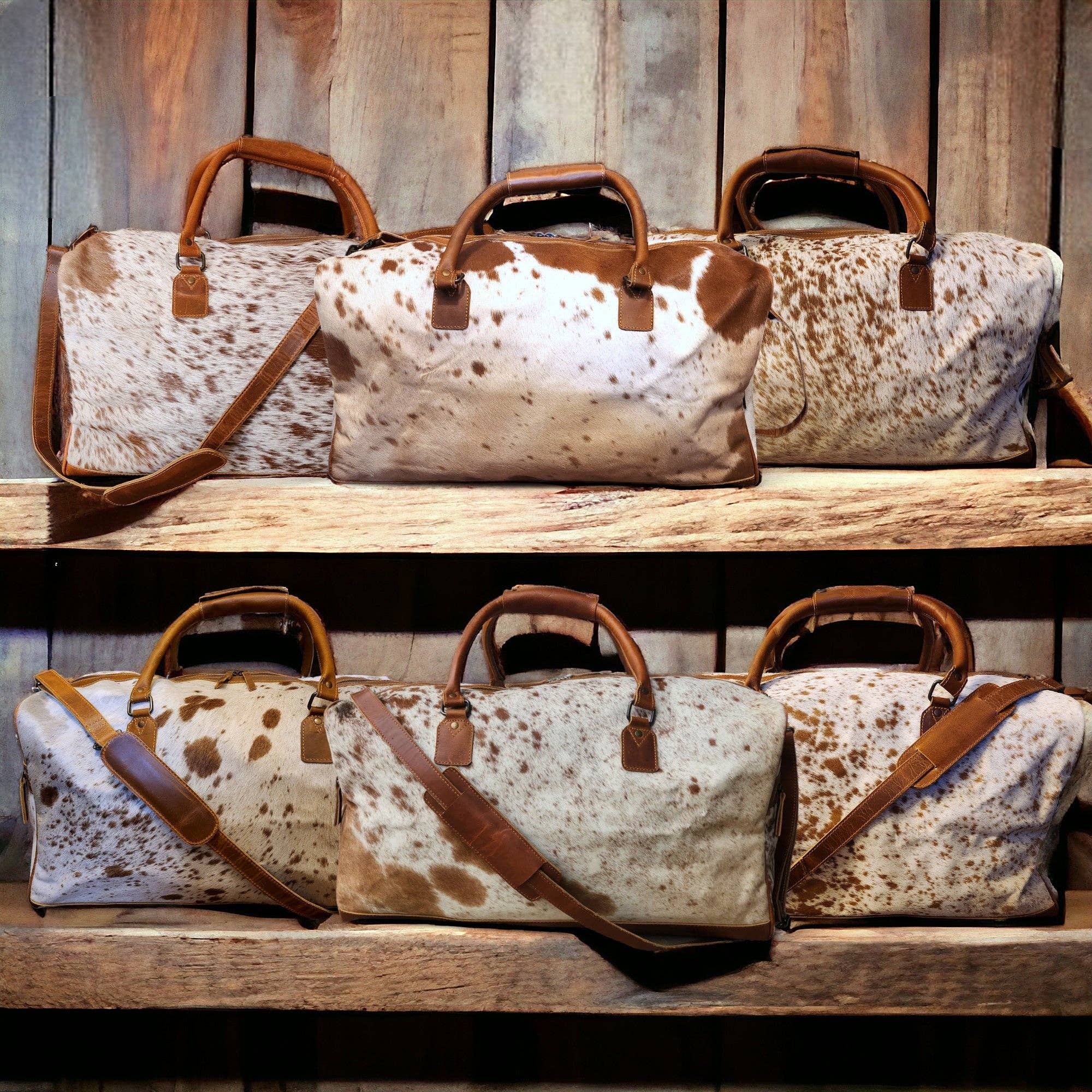 Ranch Junkie - Wholesale Weekender Bag - Unisex - Genuine Cowhide Duffel Bag The Highlands Saddle Large Cowhide Duffel11