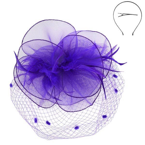 anbfashion - Wholesale Fascinator Hat - Women's - KENTUCKY DERBY FLOWER FEATHERS VEILED FASCINATOR HTH25919