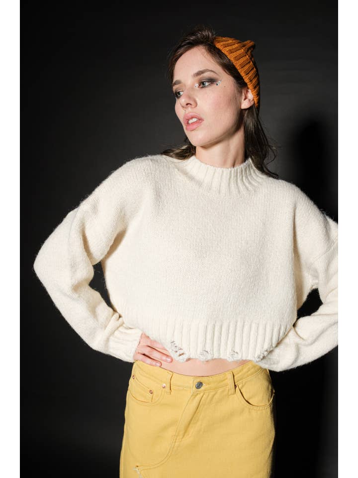 Signature 8 - Wholesale Knit Sweater - Women's - CROP SWEATER S623514