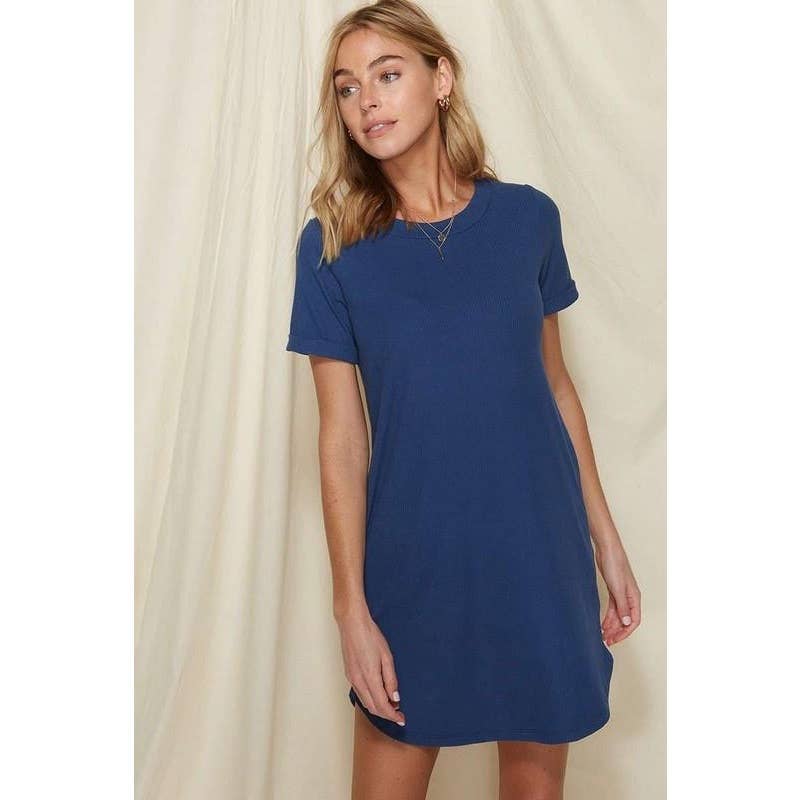 mittoshop - Wholesale Dress - Women's - RIB ROUND NECK TEE DRESS1