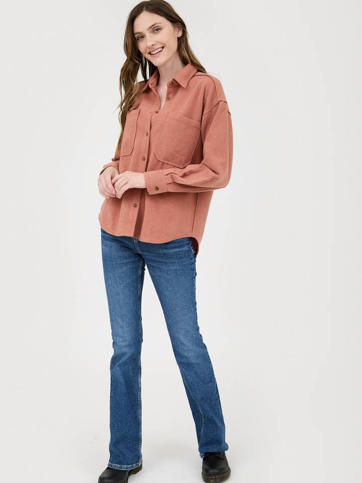 Blu Pepper - Wholesale Knit Top - Women's - RIB KNIT EXPOSED SEAM BUTTON UP TOP29