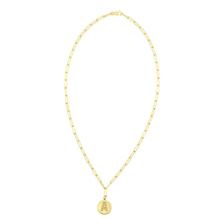 Tarnish Resistant 14K Gold Plated Initial Disc Necklace for wholesale by Adornia