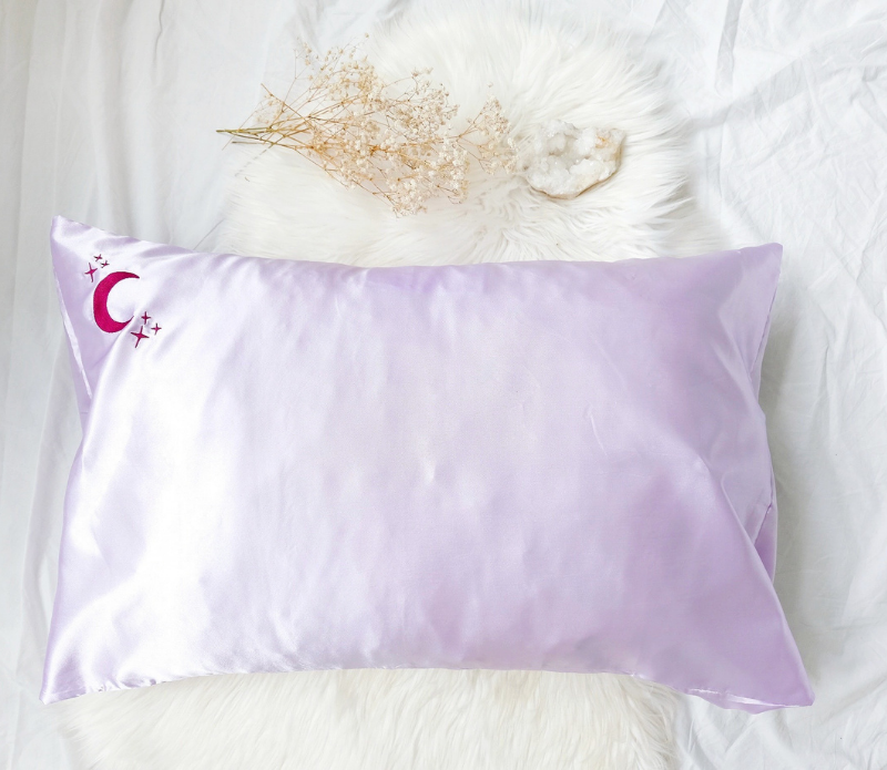 Goddess Provisions - Wholesale Bedding Pillowcase/Sham - Crystal Dreams Pillowcase, Cosmic Sleep Moon Pink Vegan Silk9