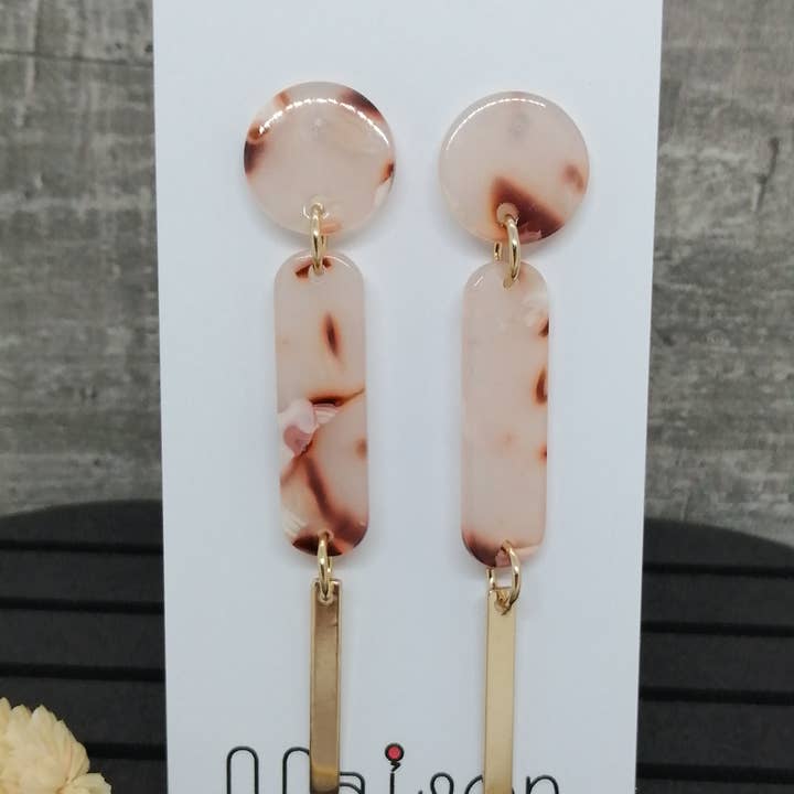 Brincos - Resina 4 - dourado/rosa por atacado de Maison Delclef