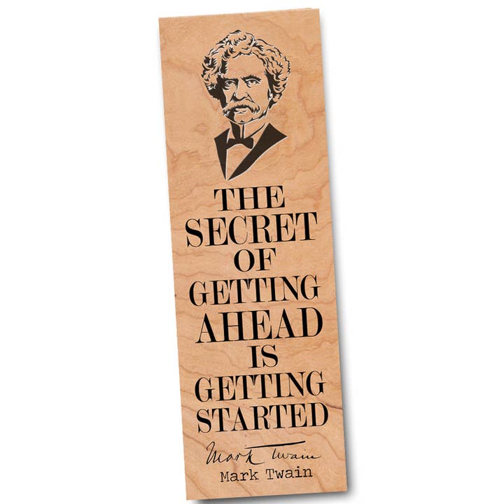 Mark Twain "Getting ahead" Literary Wood Bookmark for wholesale by Fly Paper Products