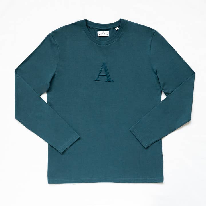 Camiseta Manga Longa "A" Azul Pedra por atacado de Atypical