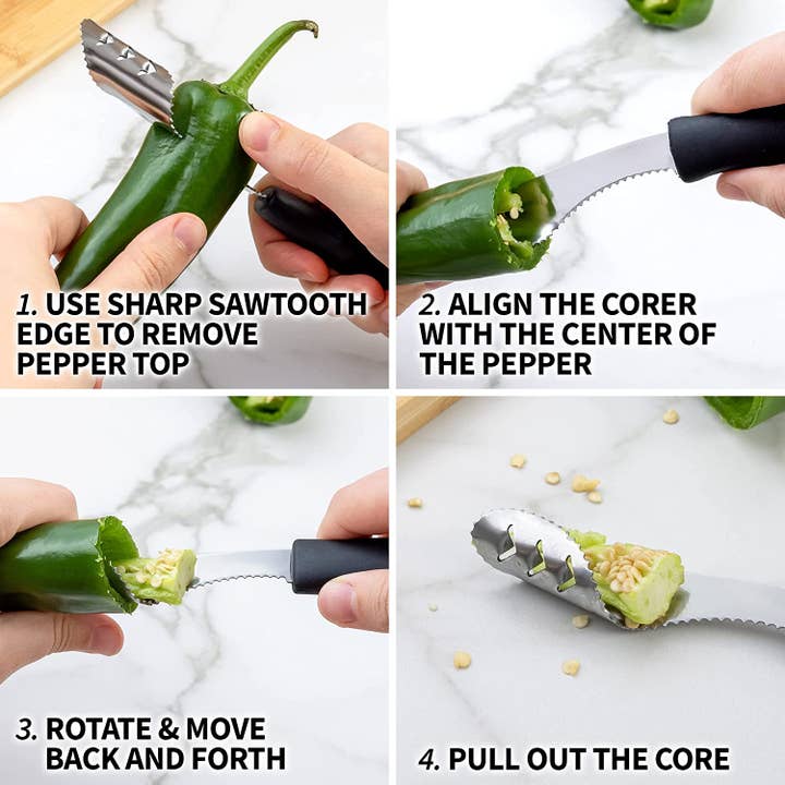 Zulay Kitchen - Wholesale Kitchen Tool/Gadget - 2-in-1 Jalapeno Corer Tool - Stainless Steel