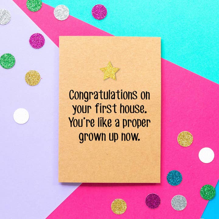 Carte Funny First Home | Félicitations pour votre première maison pour la vente par BETTIE CONFETTI