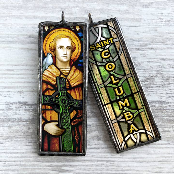 Religious Saint Columba Ornament Charm for wholesale by Homestyle Charlie