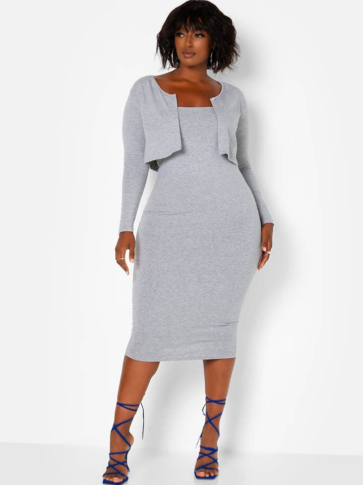 Gray Nadine Button Front Cropped Cardigan for wholesale on Faire4