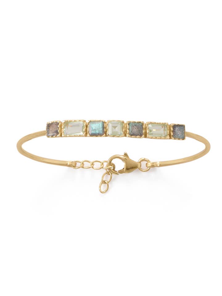 Bracelet en or 18 carats, labradorite, taille multi-émeraude pour la vente par Stephen Oliver