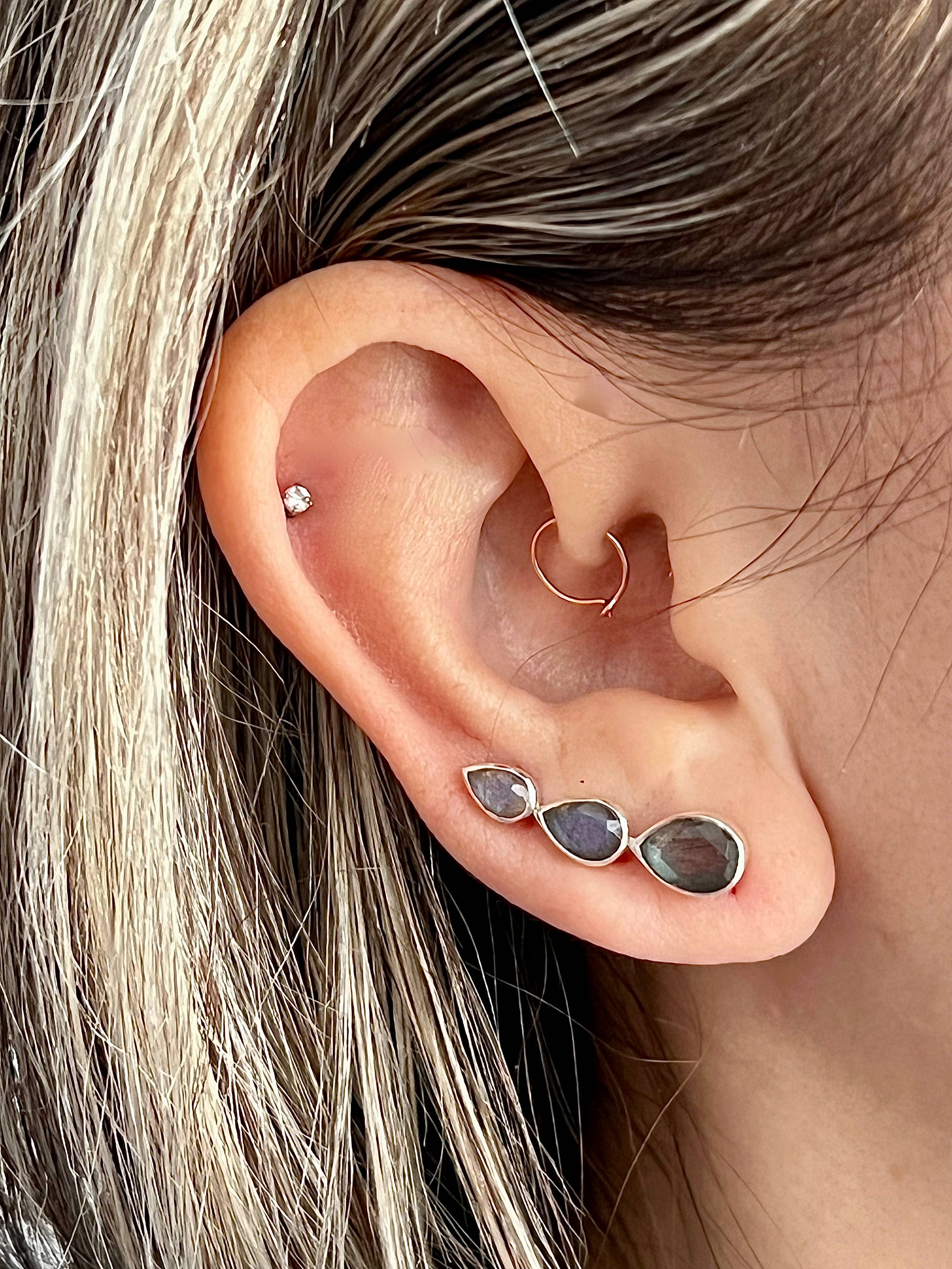 Baizaar - Wholesale Ear Jackets/Climbers - Triple Teardrop Faceted Stone Ear Climber1