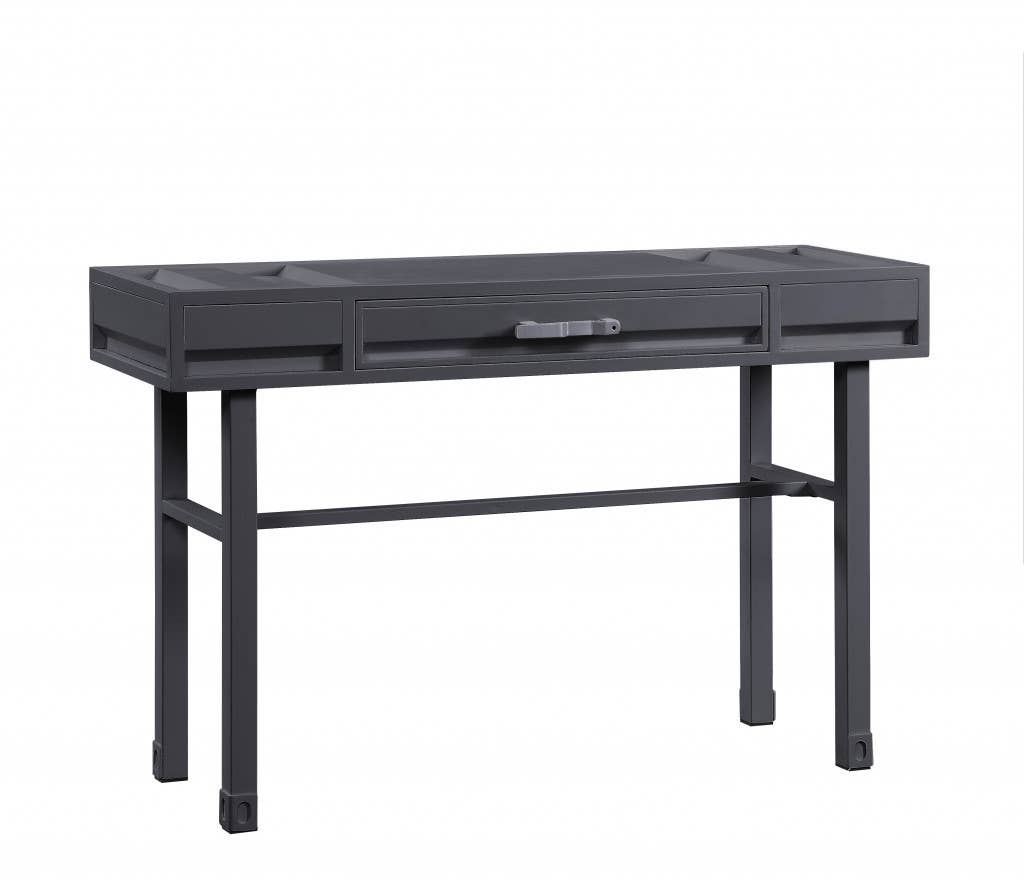 HomeRoots - Wholesale Console Table - 47" Gunmetal Iron And Wood Vanity Table3