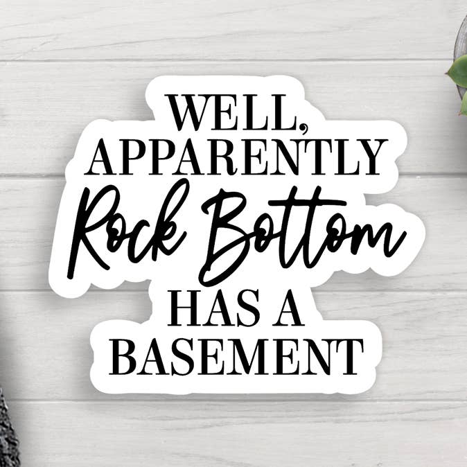 Rock Bottom Vinyl Sticker for wholesale by Expression Design Co