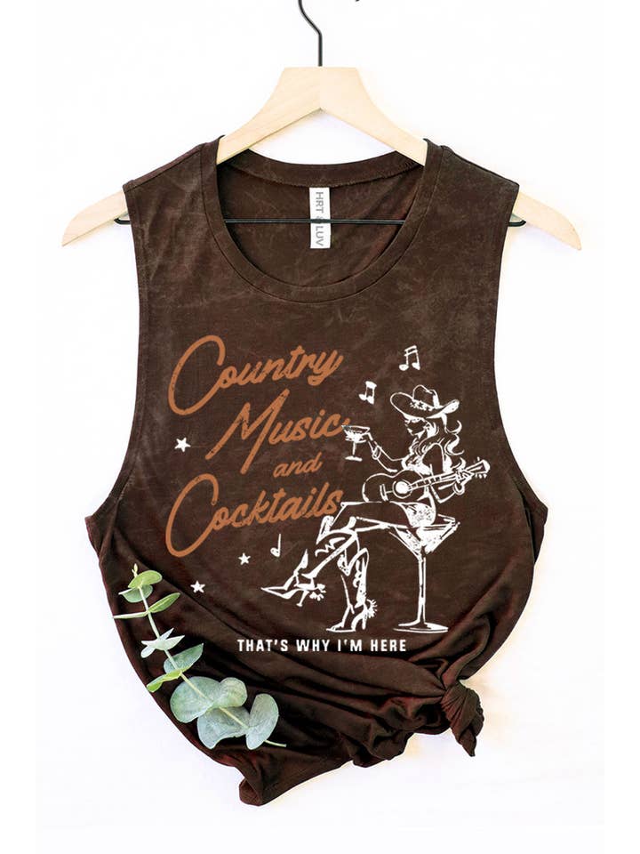 HRTandLUV - Wholesale Tank top – Women′s - COUNTRY MUSIC AND COCKTAILS MINERAL GRAPHIC TANK TOP2