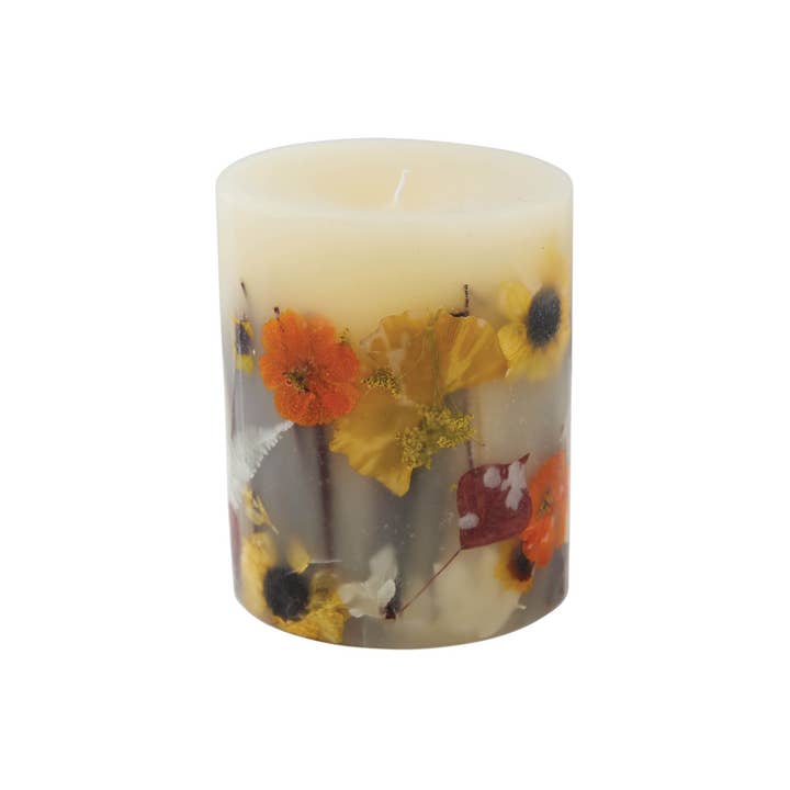 Rosy Rings - Wholesale Pillar Candle - Honey Tobacco Medium Round Botanical Candle