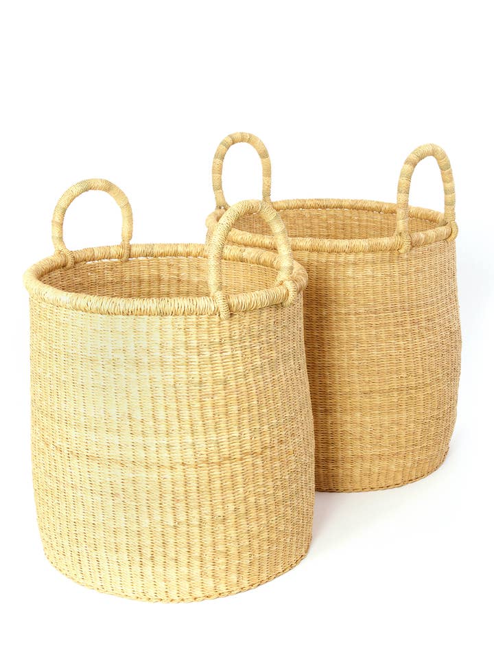 Set of Two All Natural Elephant Grass Baskets for wholesale by Swahili | AFRICAN MODERN