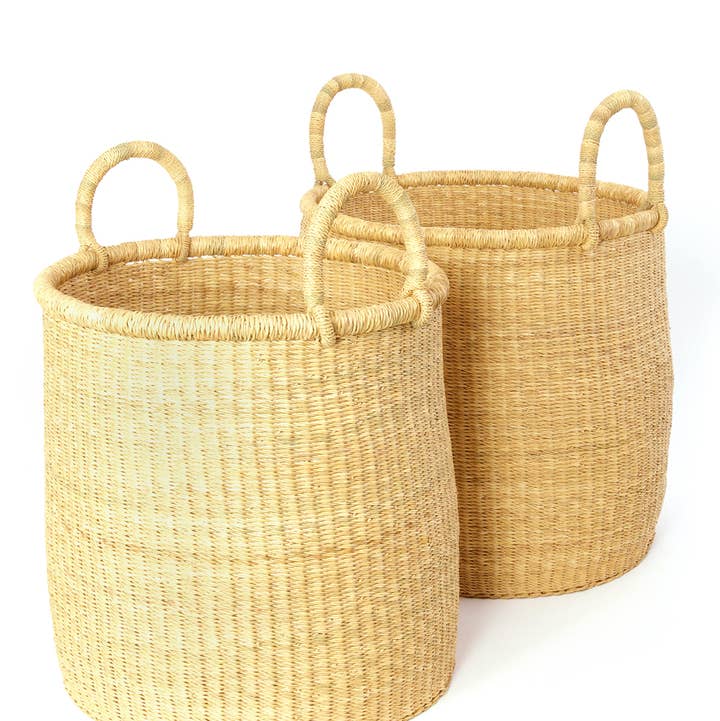 African Modern - Wholesale Basket - Set of Two All Natural Elephant Grass Baskets0