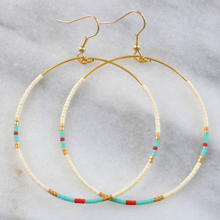 Libby & Smee - Wholesale Dangle Earrings - Large Gold Beaded Dangle Hoop Earrings20
