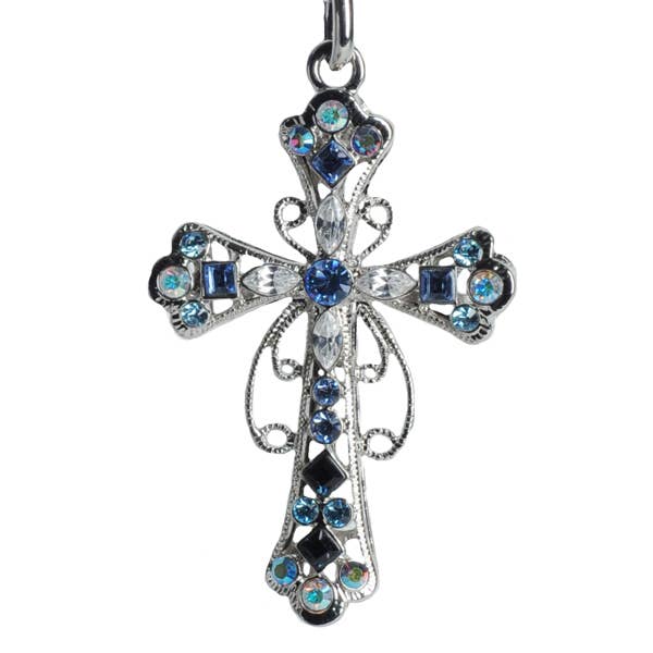 CROSS BLUE KEYCHAIN W RHINESTONE CRYSTAL KC28 for wholesale by Xpress Tech Cell Accessories XT