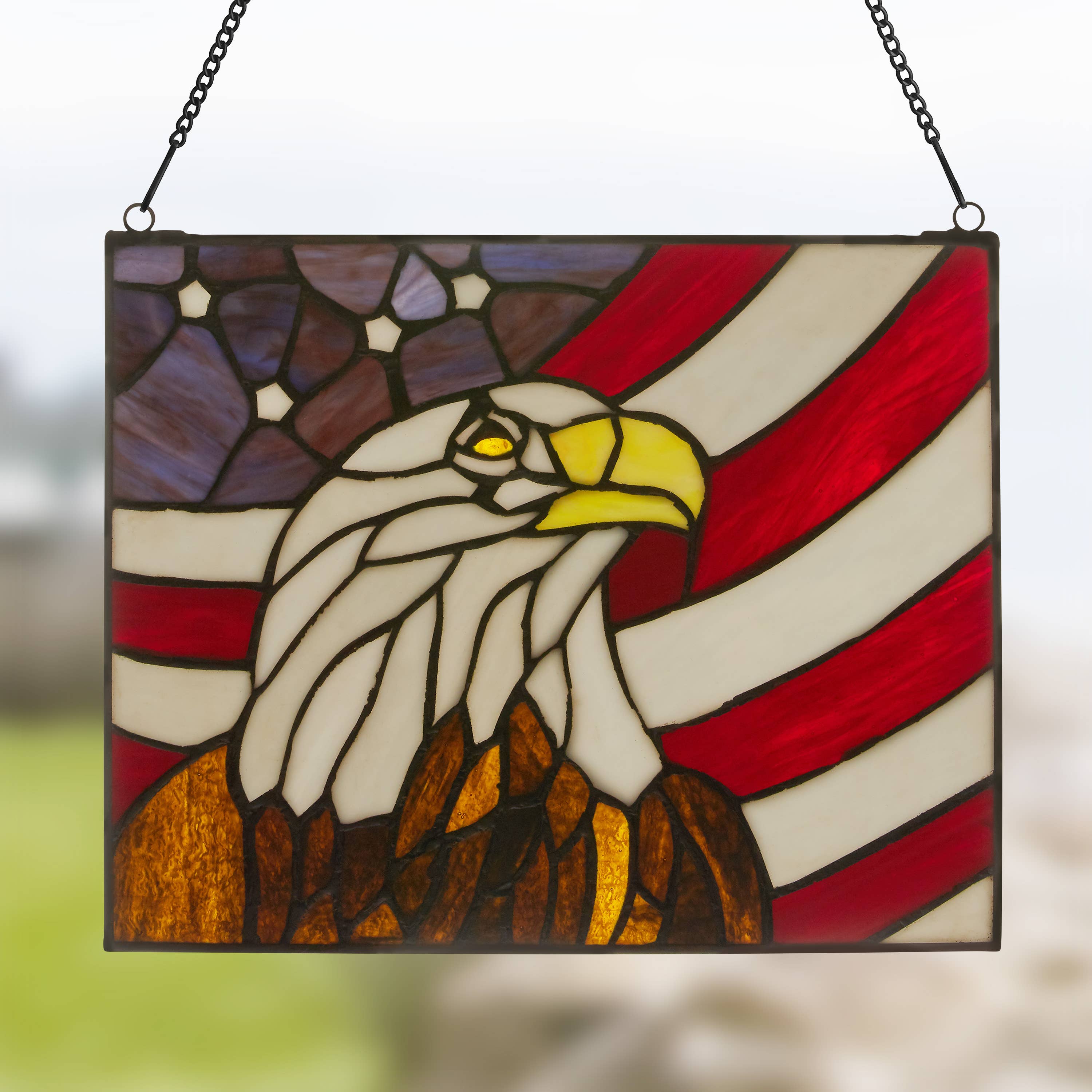 River of Goods - Wholesale Suncatcher - 9.5"H Americana Eagle Stained Glass Window Panel6