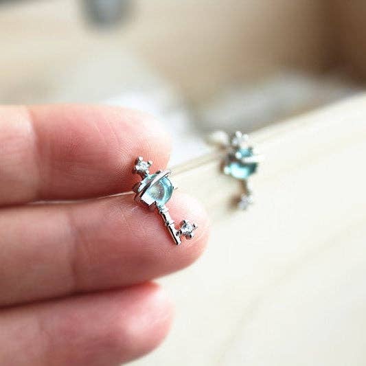 Ninaouity - Venta al por mayor Collares con colgantes/abalorios - Collar con dije en forma de llave con diseño de planeta Urano azul6