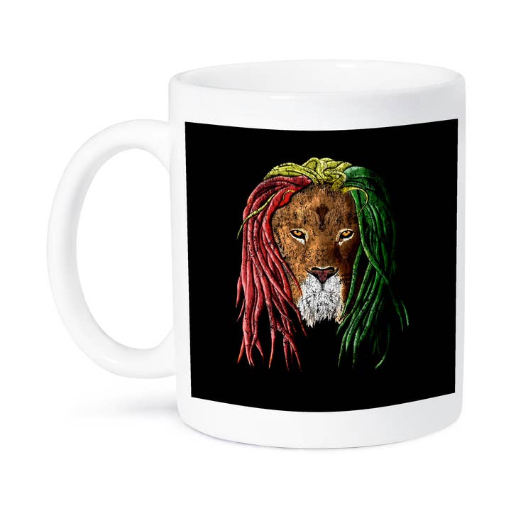 3dRose, Als je van het eiland Jamaica houdt, pak dan deze reggae Rasta Leeuw., Mok voor wholesale door 3dRose