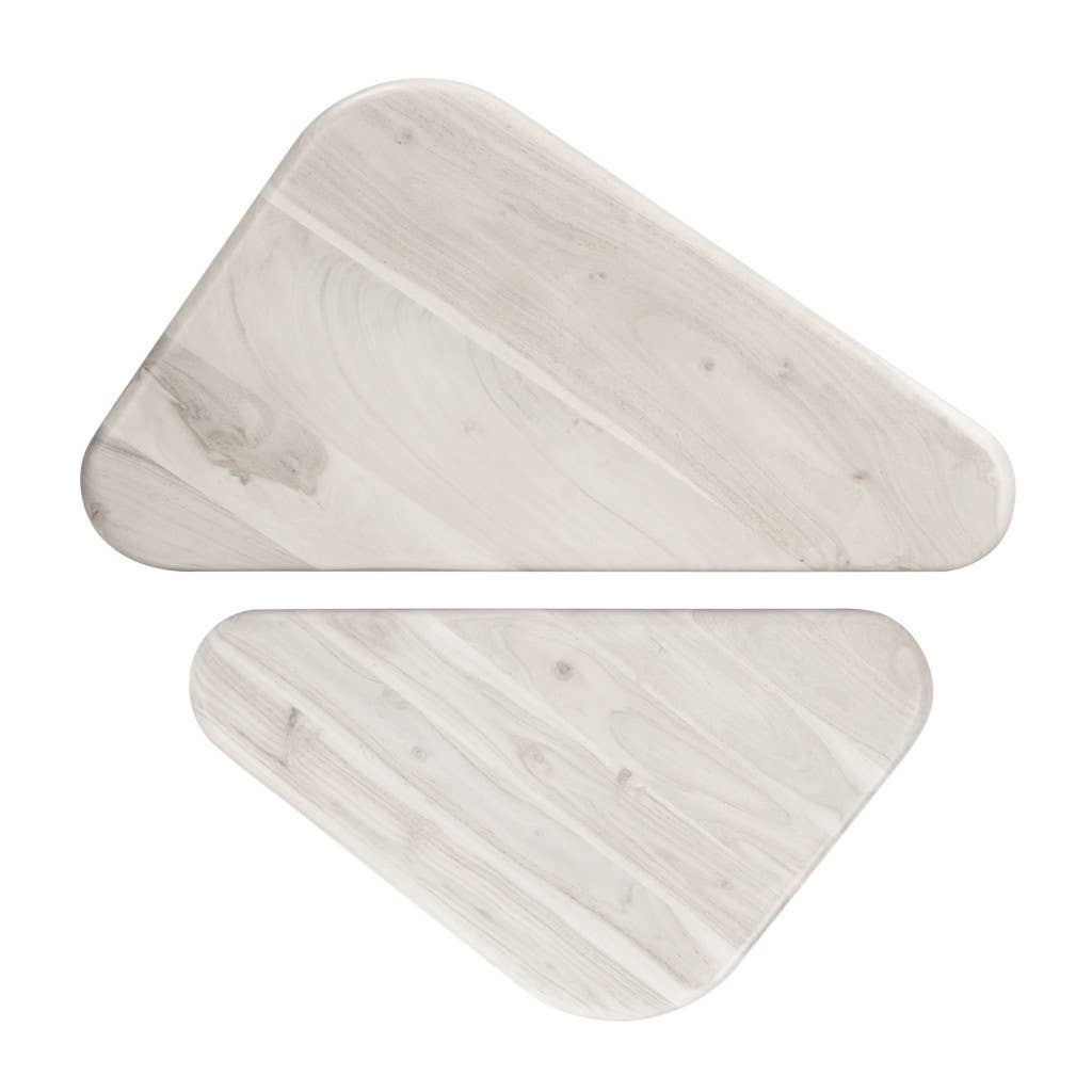 HomeRoots – Engroshandel Sofabord – Sæt med to naturlige solide træ trekantede piedestal indskudte sofaborde4