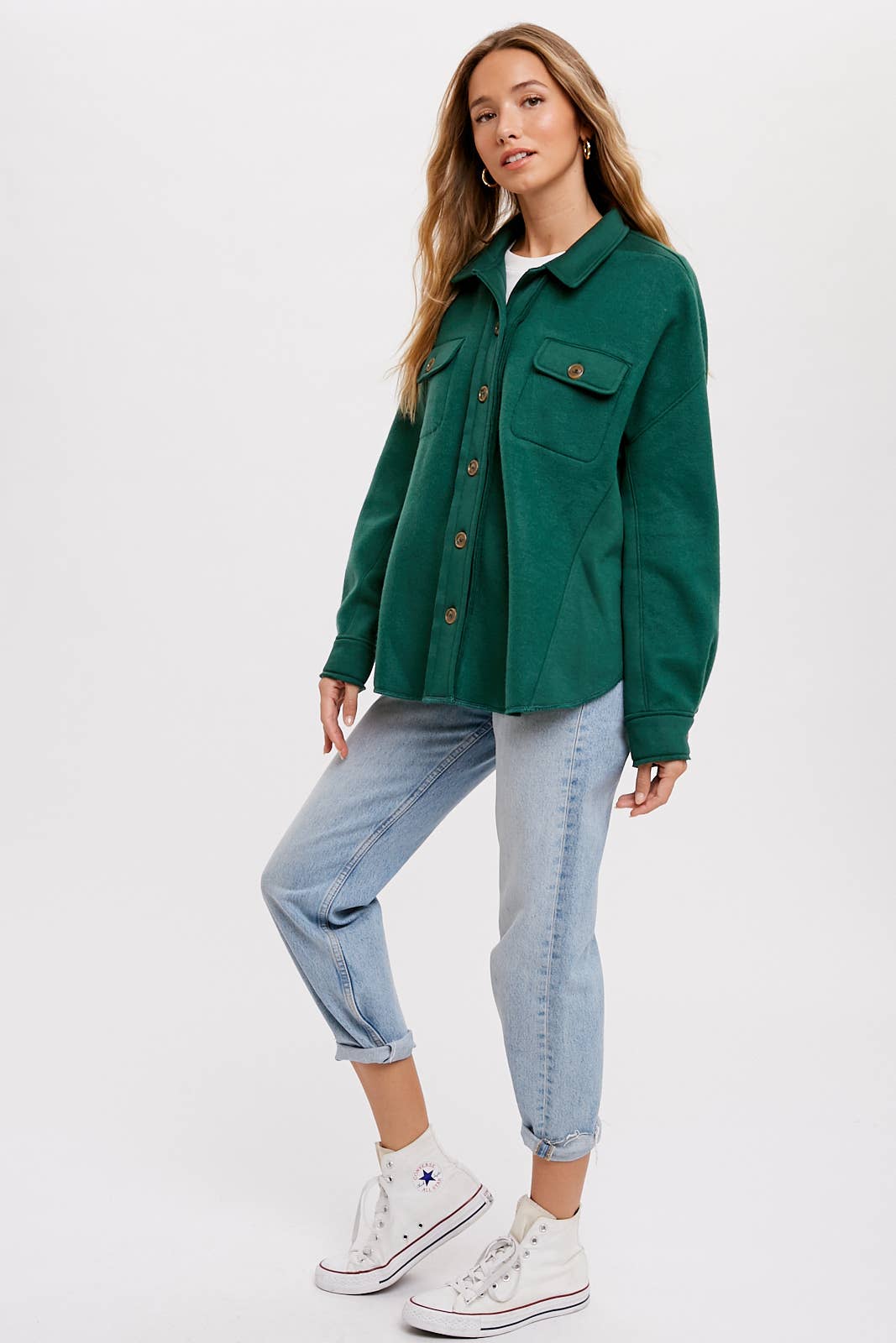 Bluivy – Engroshandel Skjortejakke/shacket – til kvinder – BØRSTET TERRY KNAP OP SHACKET36