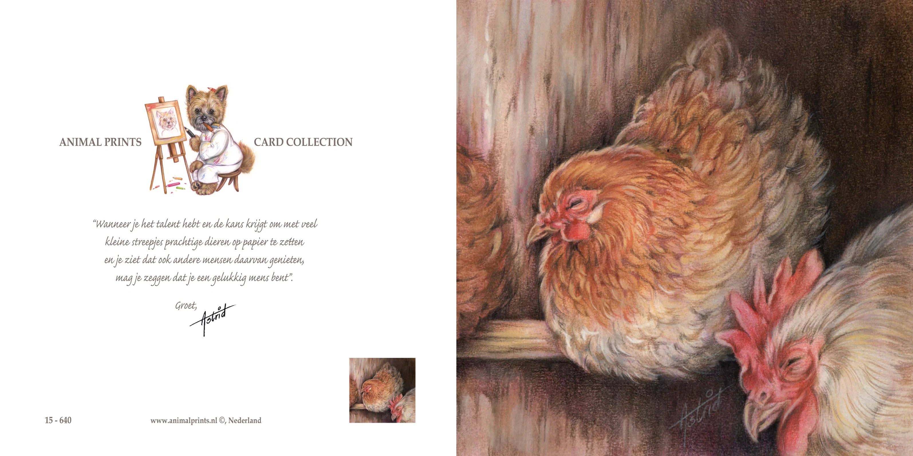 Animal Prints - Wholesale Everyday Greeting Card - Square card - Lovely with the chickens on the stick...1