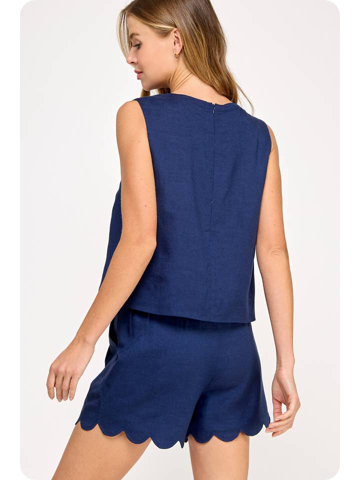 Strut & Bolt – wholesale Blouse – Women’s – Scallop Linen Sleeveless Top18