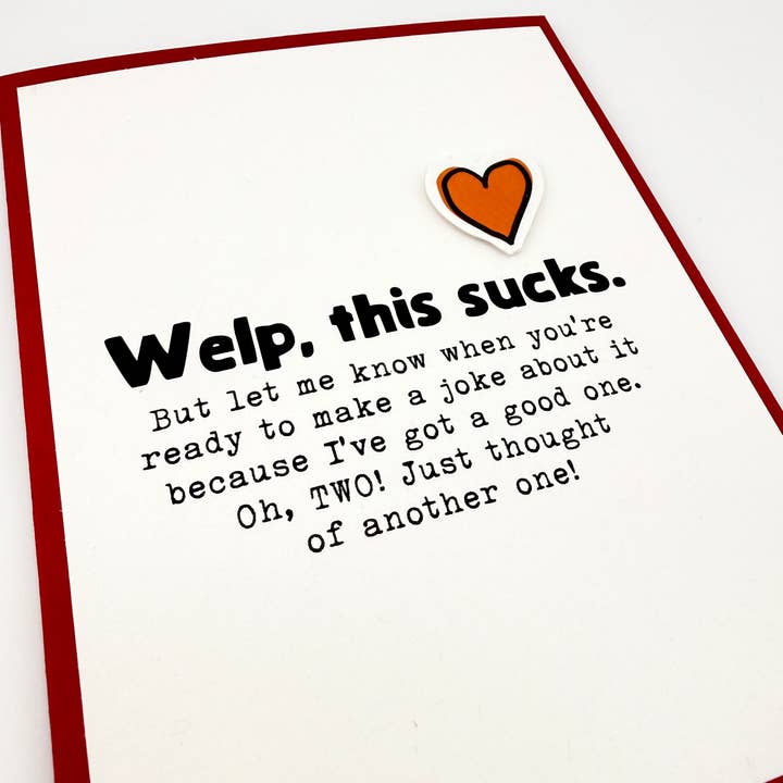 Welp This Sucks card for wholesale by Muddy Mouth Cards