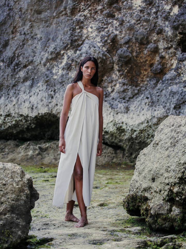 Pia Maxi Dress - Oatmeal for wholesale on Faire