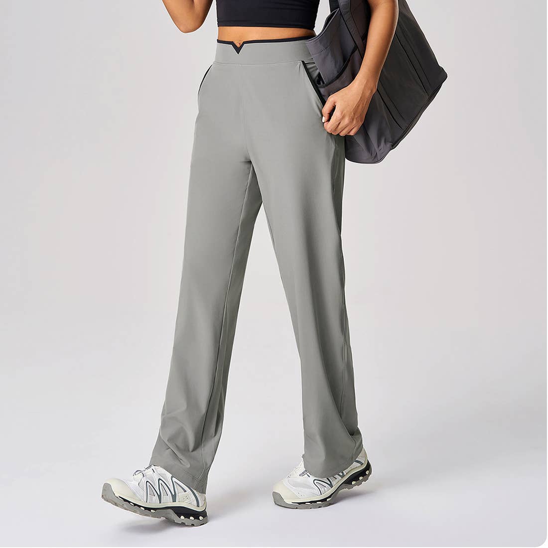 Sodalemon - Vente Pantalon de survêtement/de jogging – femme - Pantalon de yoga droit taille haute en coton pour femmes2