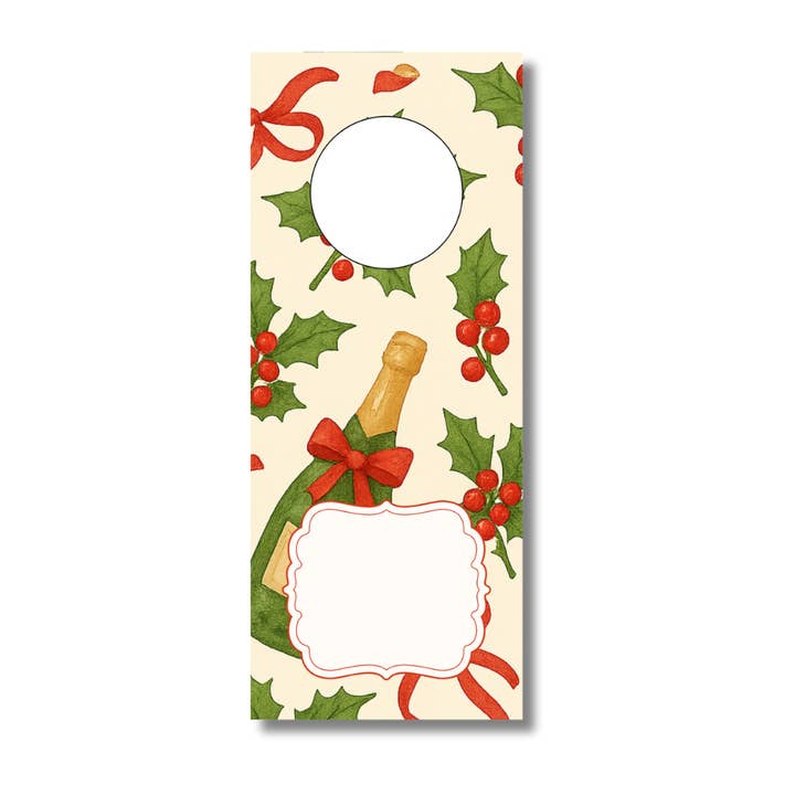 Julechampagneflaske-gavemærker – Sæt med 6, Fremstillet i USA for engroshandel hos Duncan Sister Designs
