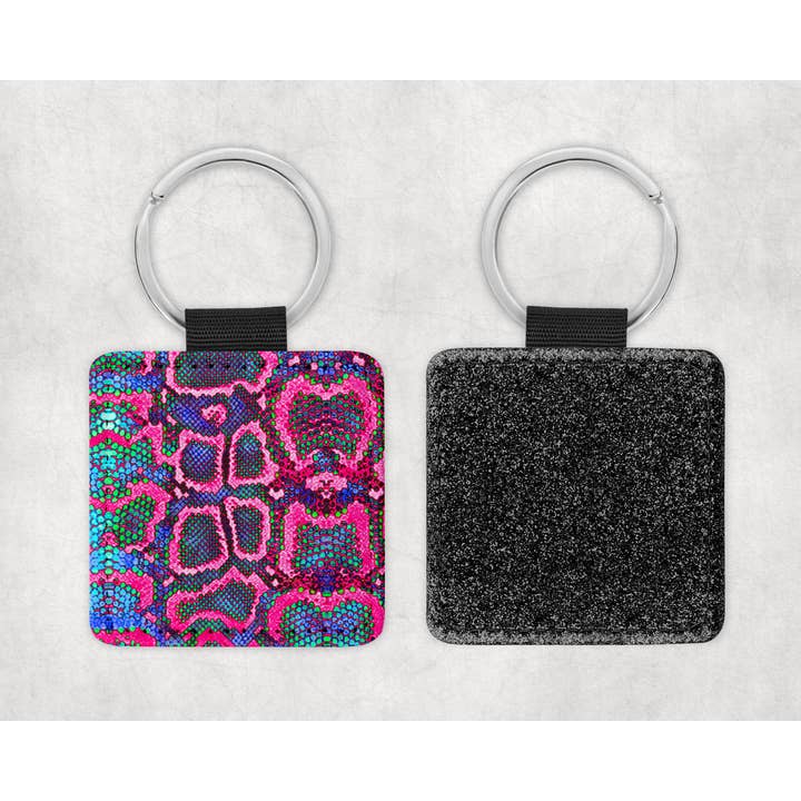 Holographic Snakeskin Leather Glitter Keychain for wholesale by The Goblin Saloon