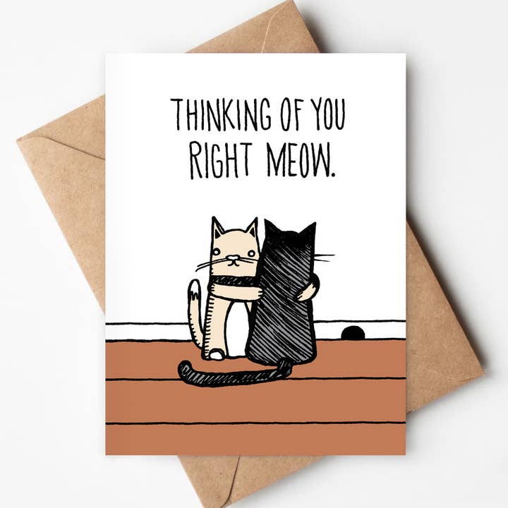Thinking Of You Right Meow Eco-friendly Card - Sympathy for wholesale by Jenna's Doodles