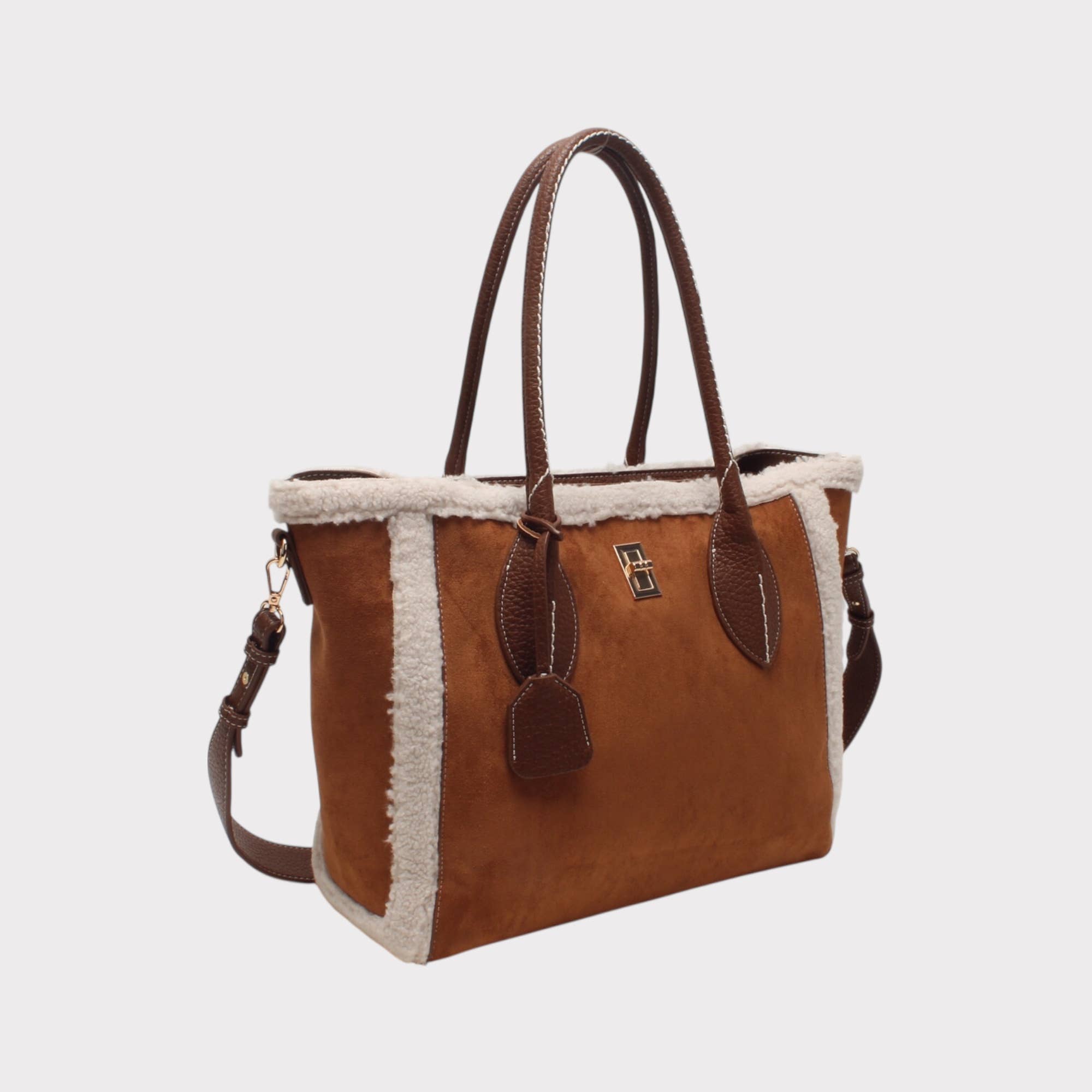 BESTINI - Wholesale Shoulder Bag - Women's - Shoulder tote bag, decorative bi-material suede clasp1