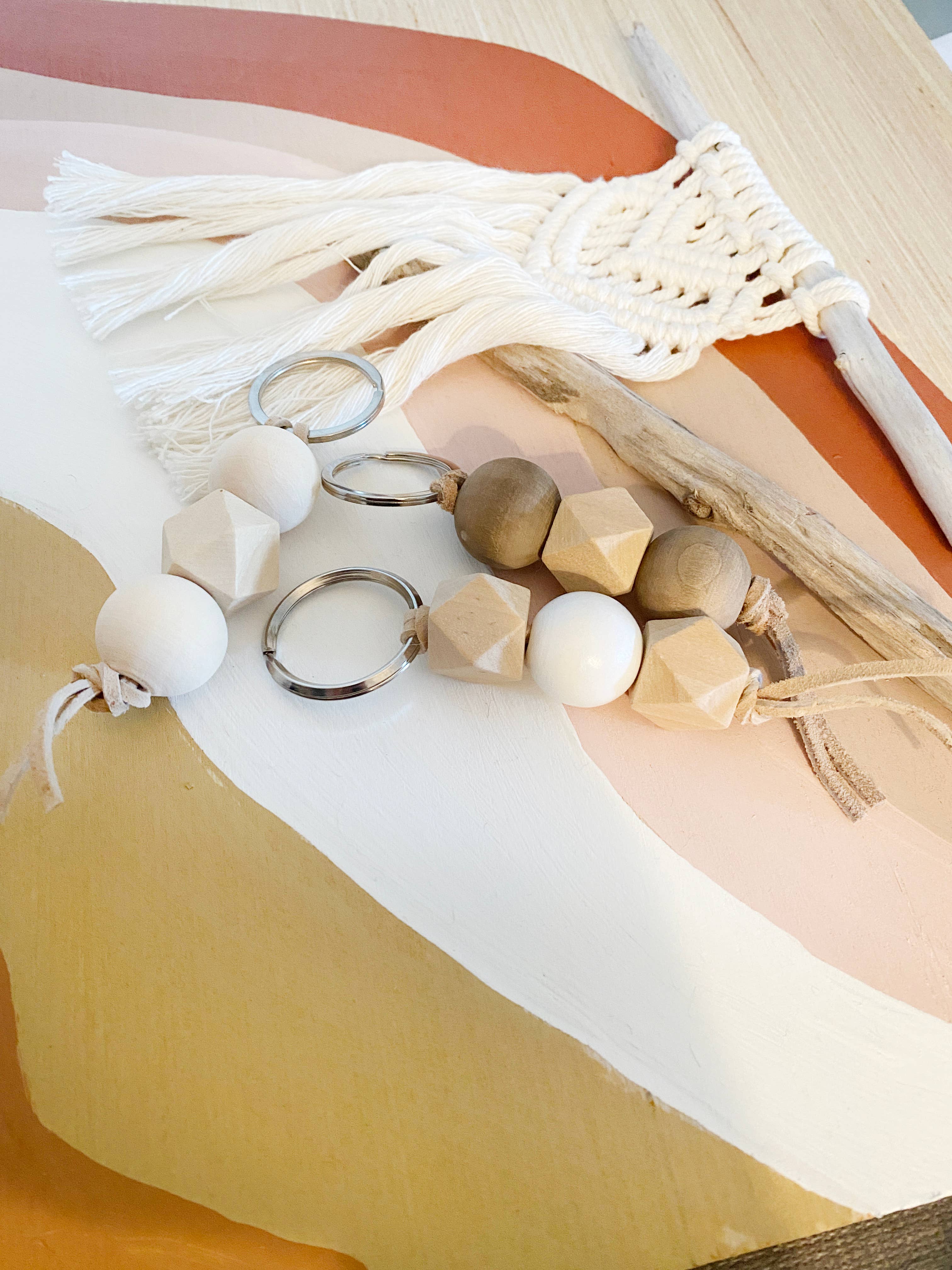 Simply Styled Art - Vente Porte-clés – femme - Porte-clés géométrique de perles de bois bohème8