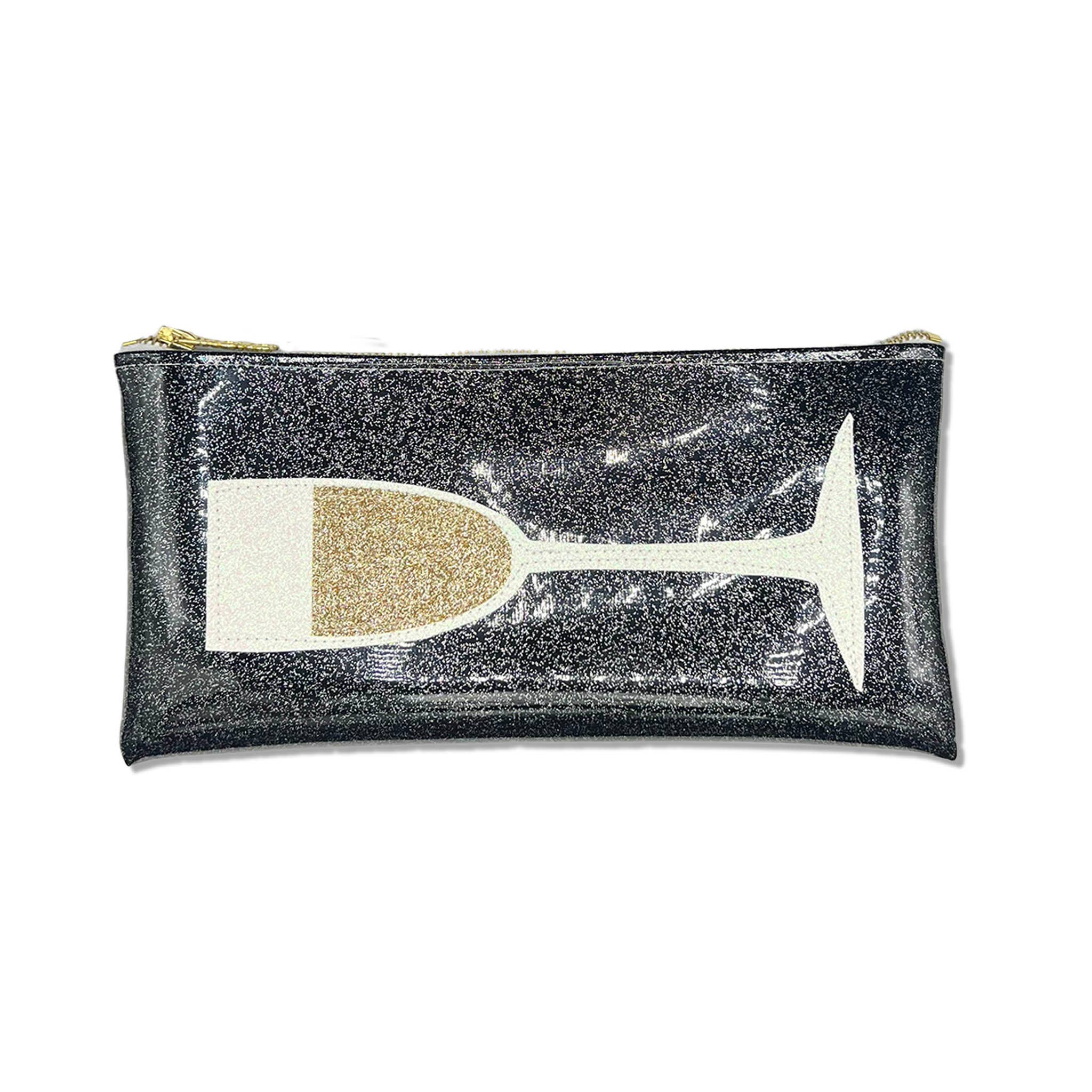 Julie Mollo! – wholesale Clutch bag – women's – 🥂✨ Cheers, Darling! Metallic Glitter Champagne Clutch ✨🥂1