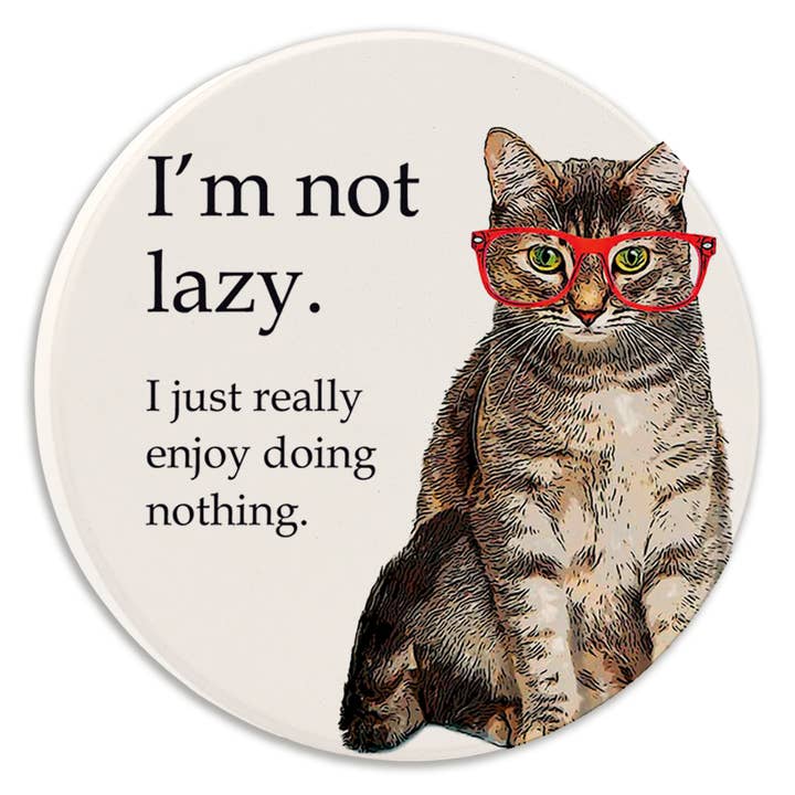 Car Coaster I'm Not Lazy Cat for wholesale by Tipsy Coasters & Gifts
