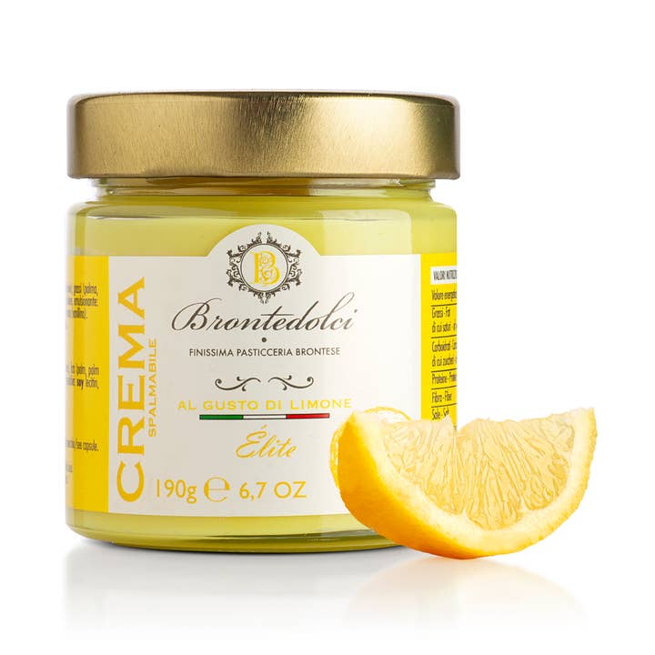 Lemon cream in a 190-gram jar for wholesale by Bronte Dolci