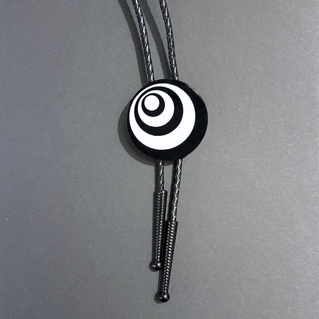 Audacious Studio - Wholesale Y-Neck/Lariat Necklace - Op Art Circles Bolo with Black Tips3