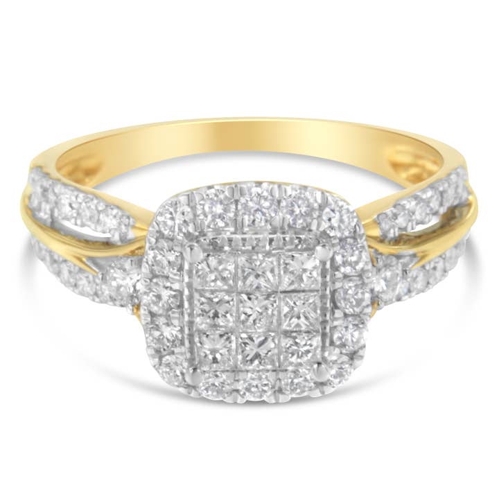 Infinite Jewels - Wholesale Engagement ring - 10K Yellow Gold 1.0 Cttw Diamond Cluster Engagement Ring1