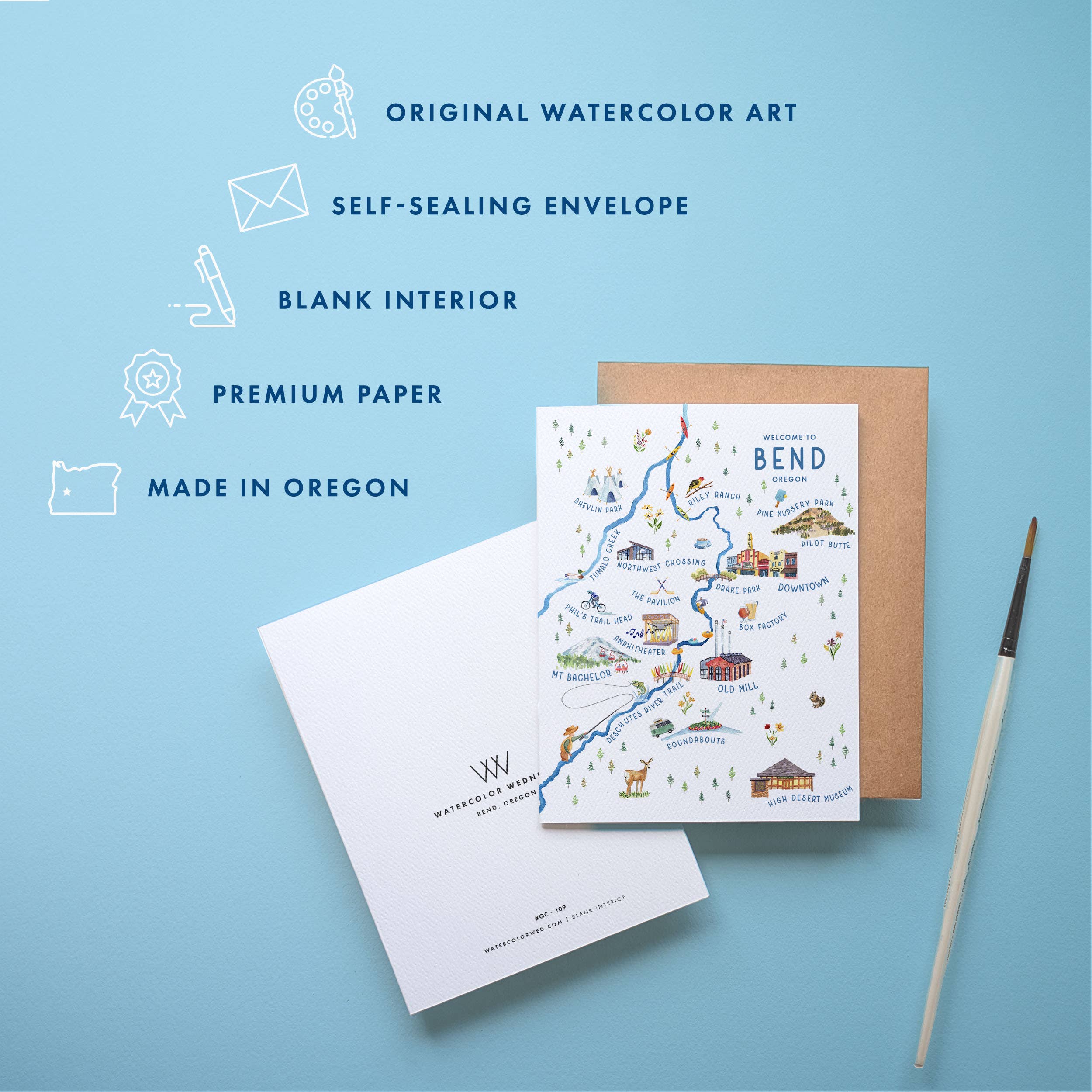 Watercolor Wednesday - Vente Carte de vœux classique - Carte de vœux de Bend, Oregon | Design de carte illustrée1