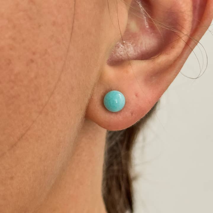 Gumball Amazonit 14k Gold Kleine Ohrstecker für den Großhandel von Frankie and Eugene