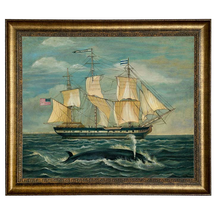 Madison Bay Co. - Historical Home Decor Reproductions - Wholesale Painting/drawing - American Whaling Ship with Sperm Whale Vintage Painting Print9